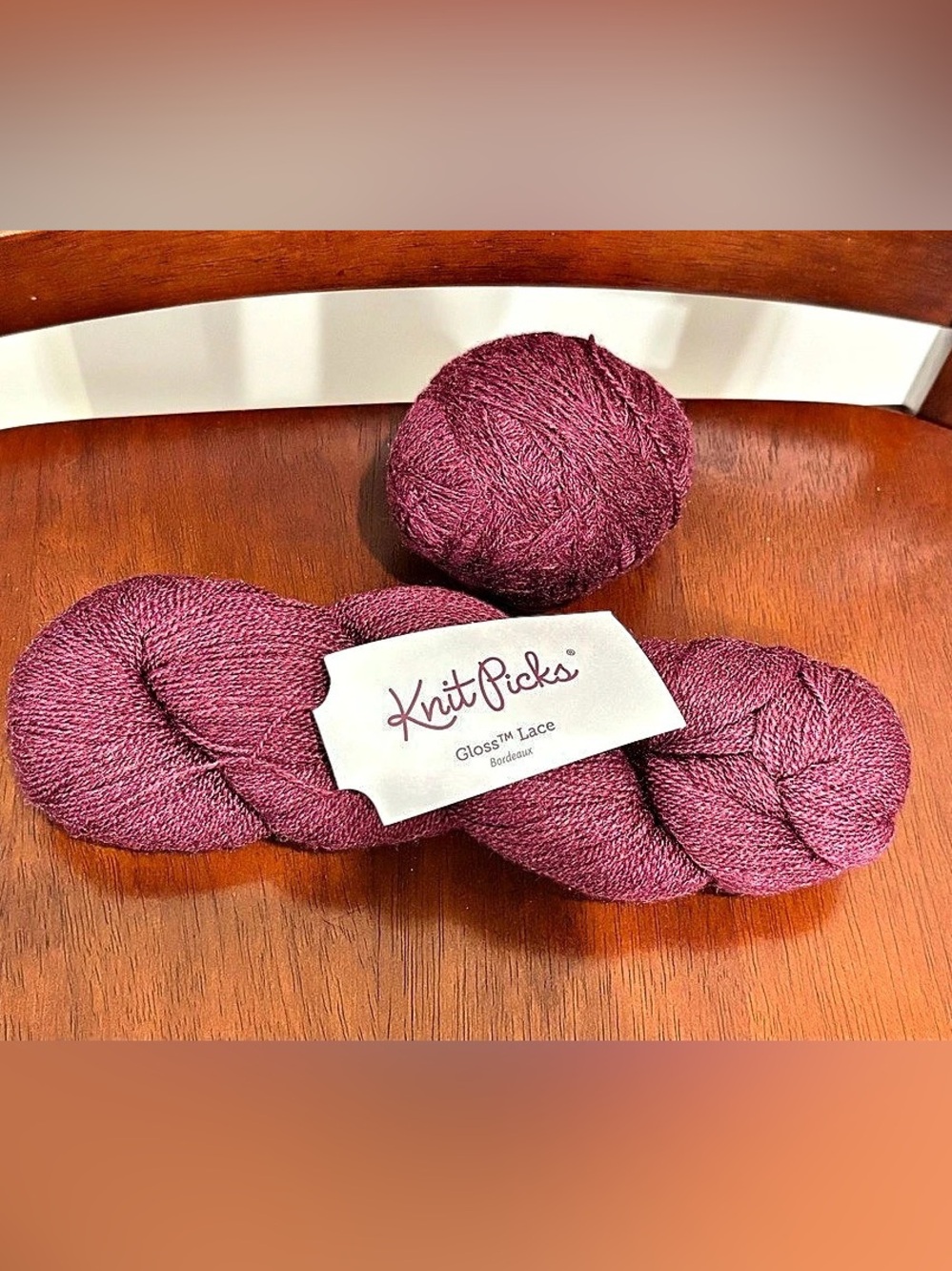 NWT Knit Picks Gloss Lace Yarn Bundle - Bordeaux Wine (2 Skeins / 880 Yards)